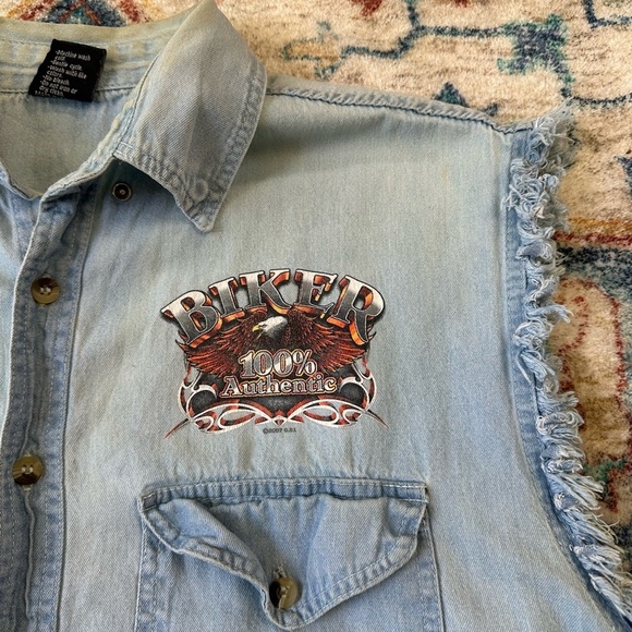 Vintage USA Denim Biker Vest Large - Picture 4 of 7